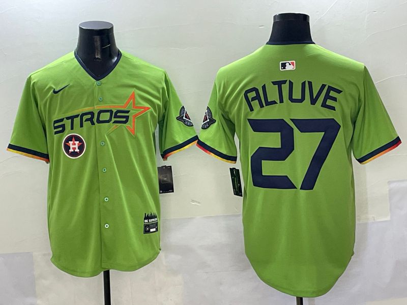 Men Houston Astros #27 Altuve Green three generations Joint Name 2025 Nike MLB Jersey style 12->houston astros->MLB Jersey